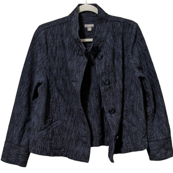 J. Jill Cotton blend blazer utility lagonlook, minimalist, textured button M - Picture 5 of 8